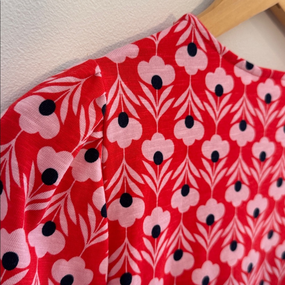 BODEN Women’s Petal Head Block Print Red Navy Blue Jersey Preppy Fall Size 8R - Picture 7 of 7